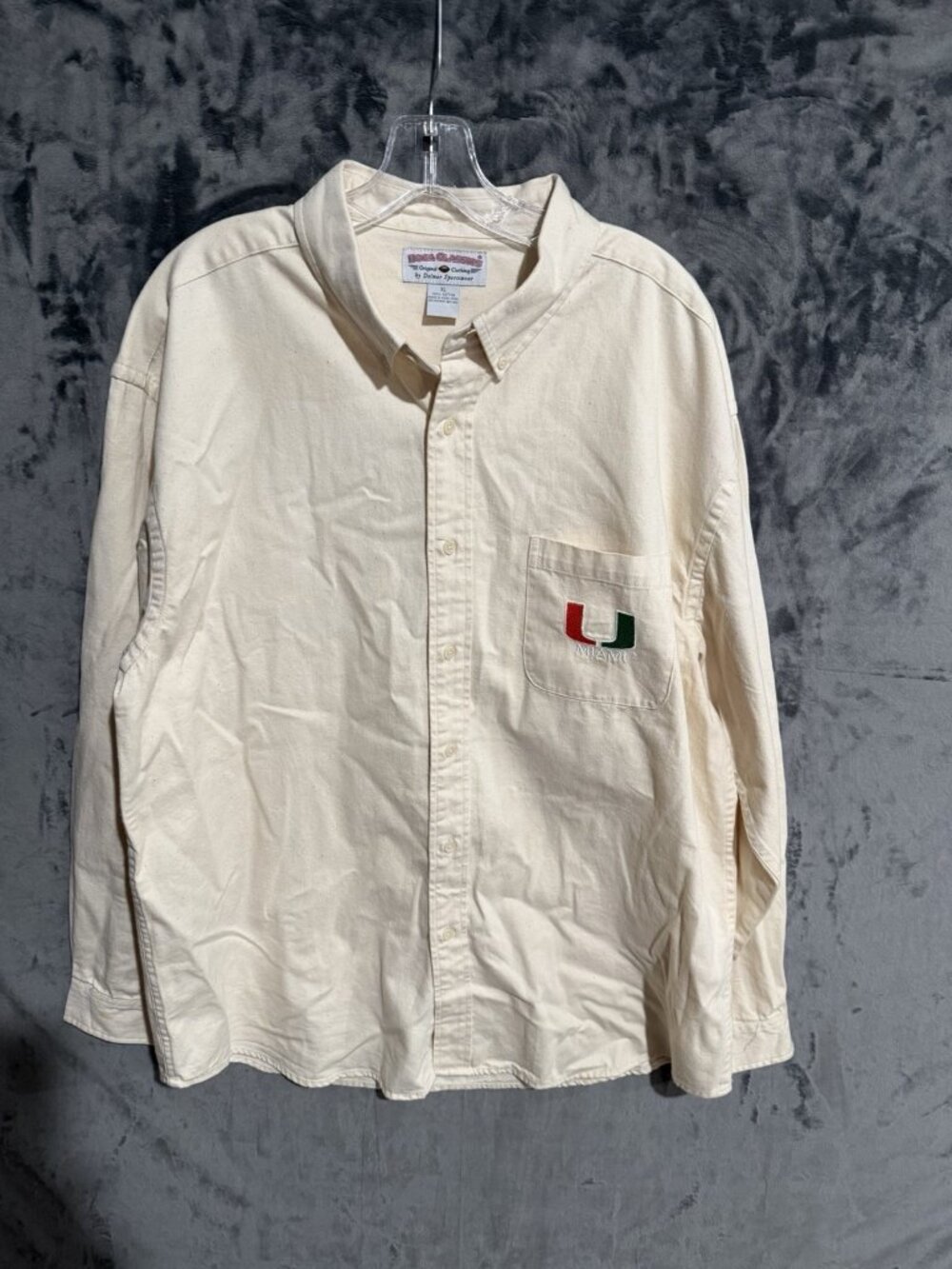 🌴🌴VTG 1990's Miami Hurricanes Men's Long Dress Shirt XL Button Up Embroidered